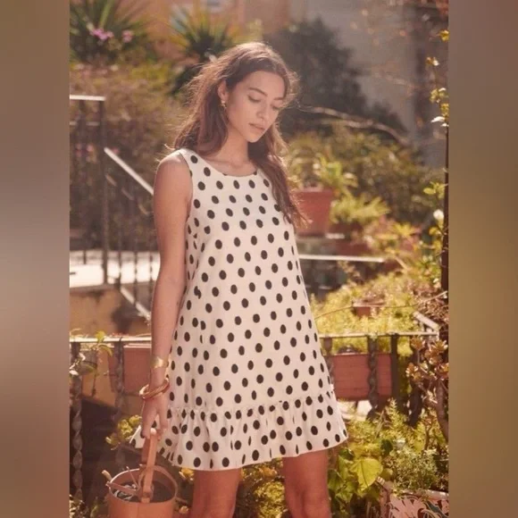 New! Sézane Mathilde Black & White Polka Dot Mini Dress 🖤Size 38 US 6 - Picture 5 of 15